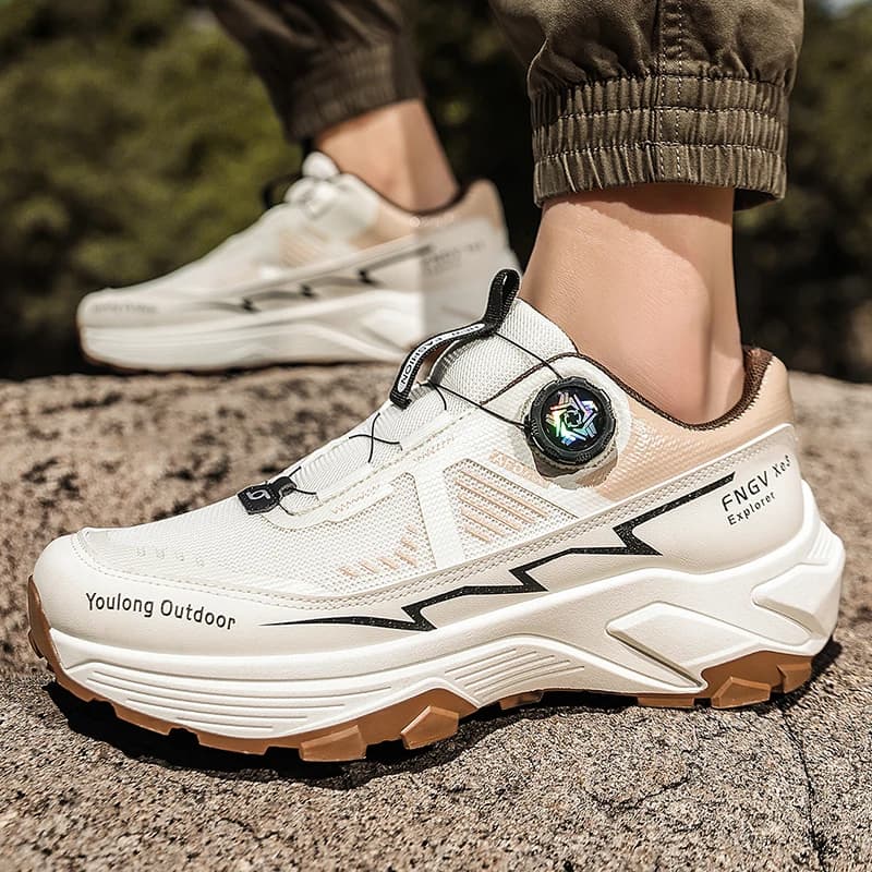 Men's Outdoor Hiking Shoes, Fashionable Trendy Sneakers, Breathable Mesh with Rotating Buckle Design, Non-Slip Trail Hiking Shoes, Suitable for Mountaineering and Camping, 2026 New Model