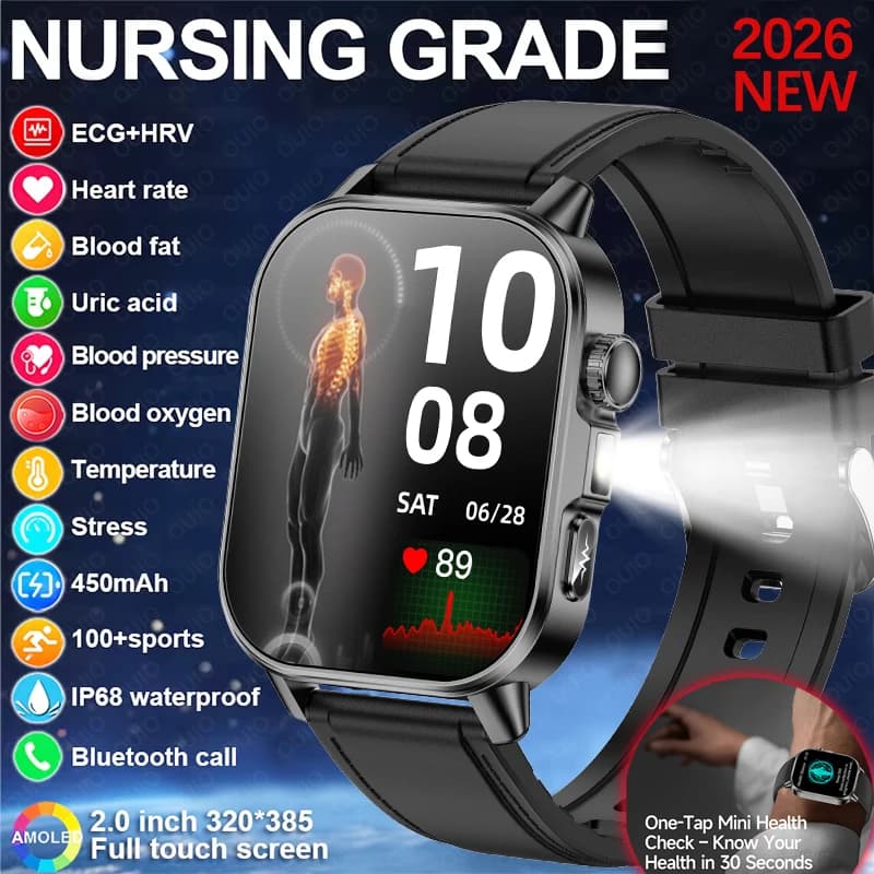 Smartwatch 2026 for Health Analysis with ECG+PPG, Cardiaca Frequency Monitoring and Blood Pressure, Wireless Calls, for Men and Women