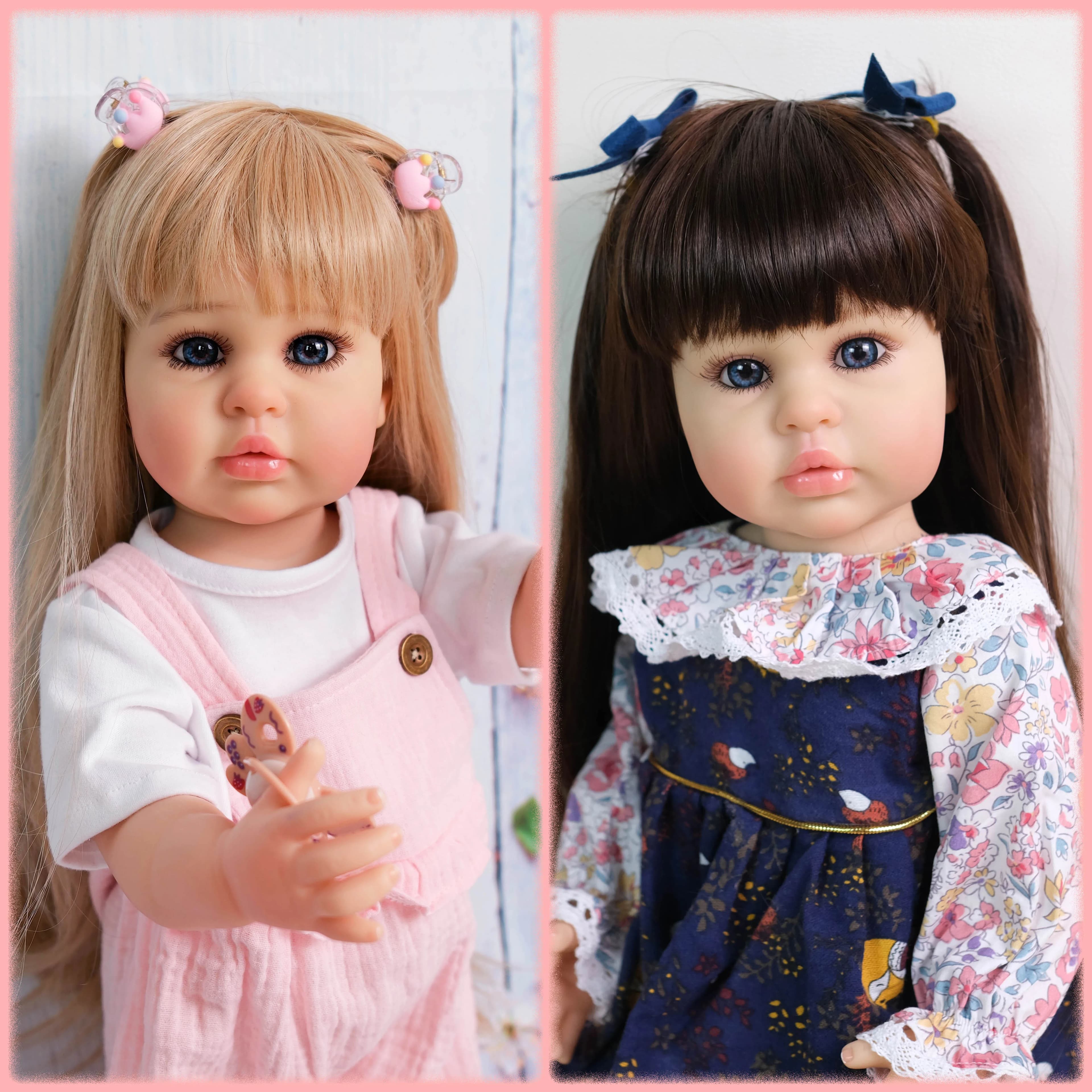 Ellie 22''' doll reborn whole body vinyl baby hair long princess legs standing realistic multiple layers gift painting for kids
