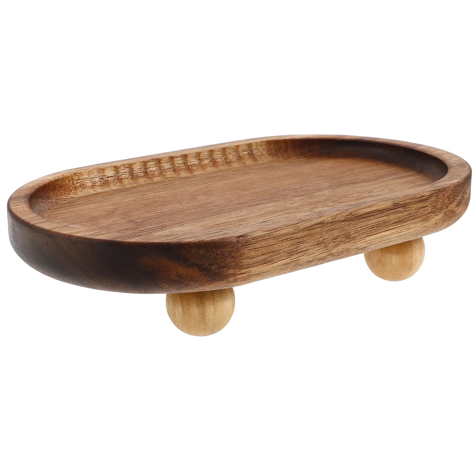 Vassoio Decorativo Ovale in Legno, Supporto Rustico per Diffusore di Oli Essenziali, Espositore per Cucina e Ingresso