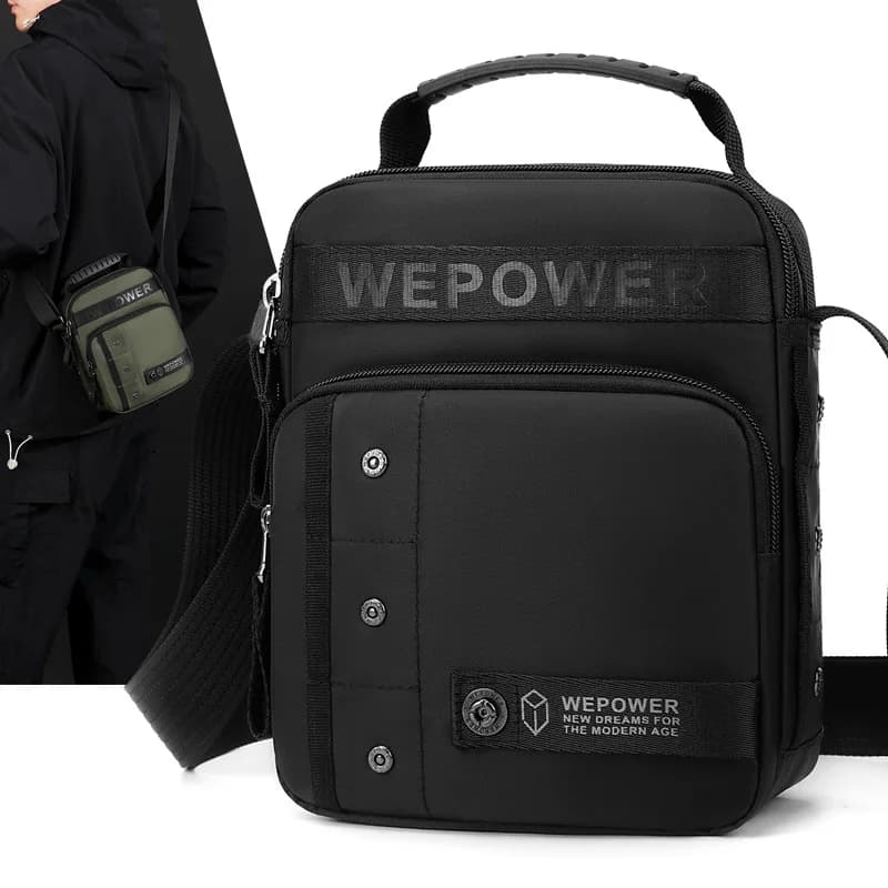 Nylon lightweight and simple men's crossbody small bag, multi-functional outdoor travel waterproof hand-held shoulder bag