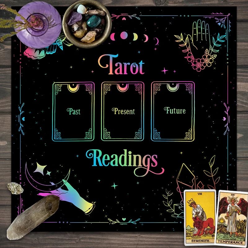 VIKAMA Affascinante tovaglia per tarocchi Black Moon Aspect, adatta per stregoneria, astrologia e lettura di carte oracolari, decorazione per la casa