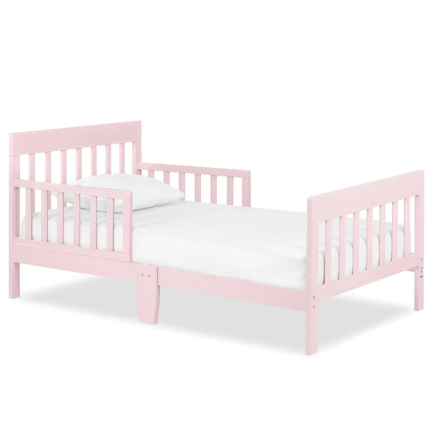 Letto per bambini rosa con sponde di sicurezza, certificato Greenguard Gold e JPMA, in legno di pino sostenibile non tossico