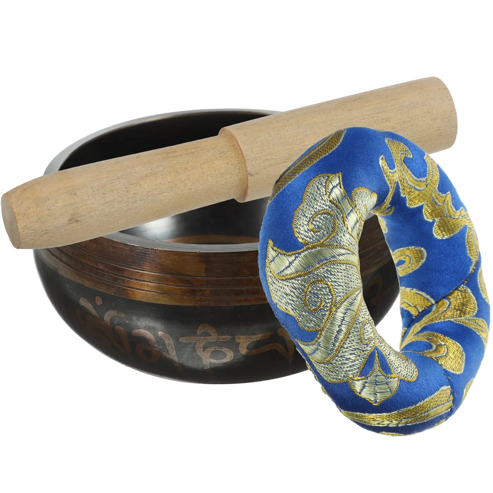 1Set Handmade Copper Singing Bowl Set Lightweight Portable for Deep Meditation Focus Grounding Relaxation Yoga Buddhist Sound