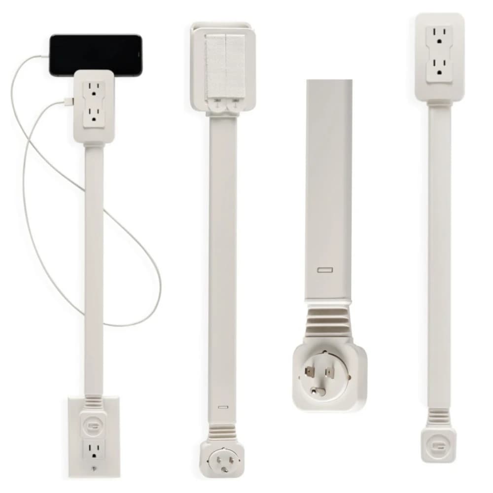 Retractable Power Outlet Extender - Rotating Plug Adapter for Blocked Sockets (2 AC + 2 USB)