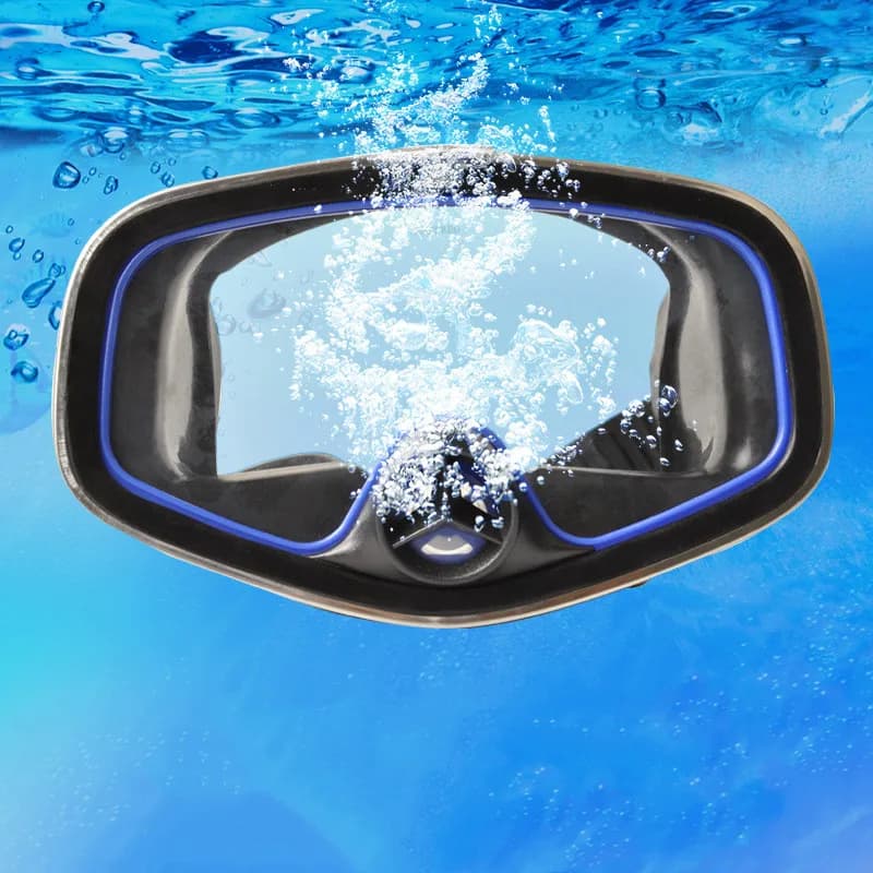 Occhialini da nuoto da spiaggia per pesca subacquea con ampia vista impermeabile regolabile per adulti, maschera da sub per kayak da bagno in silicone con cornice grande