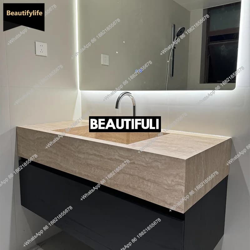 B567 Mobiletto da bagno Rock Sab Lavabo da parete per montaggio a parete Mobiletto da bagno in marmo con specchio a LED Smart Cabinet integrato