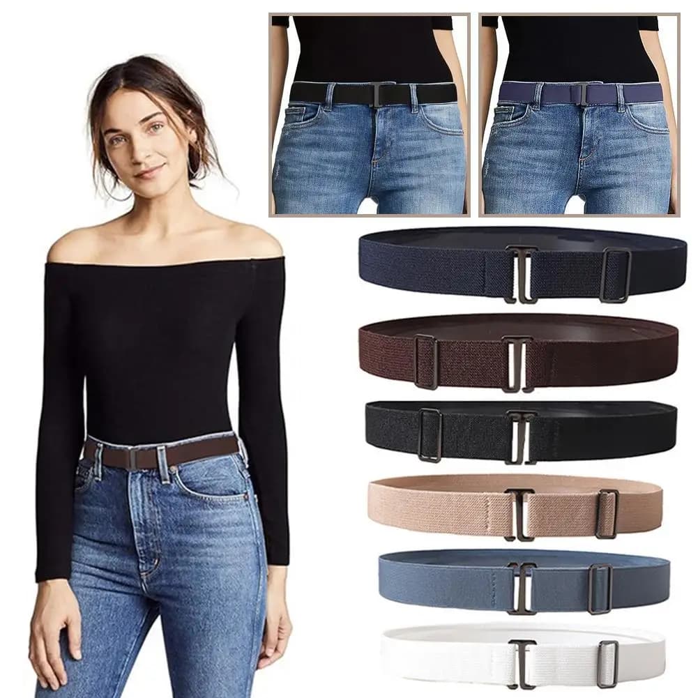 Cintura larga elastica da donna Decorazione gonna semplice Cintura regolabile invisibile senza fibbie Cintura per pantaloni jeans