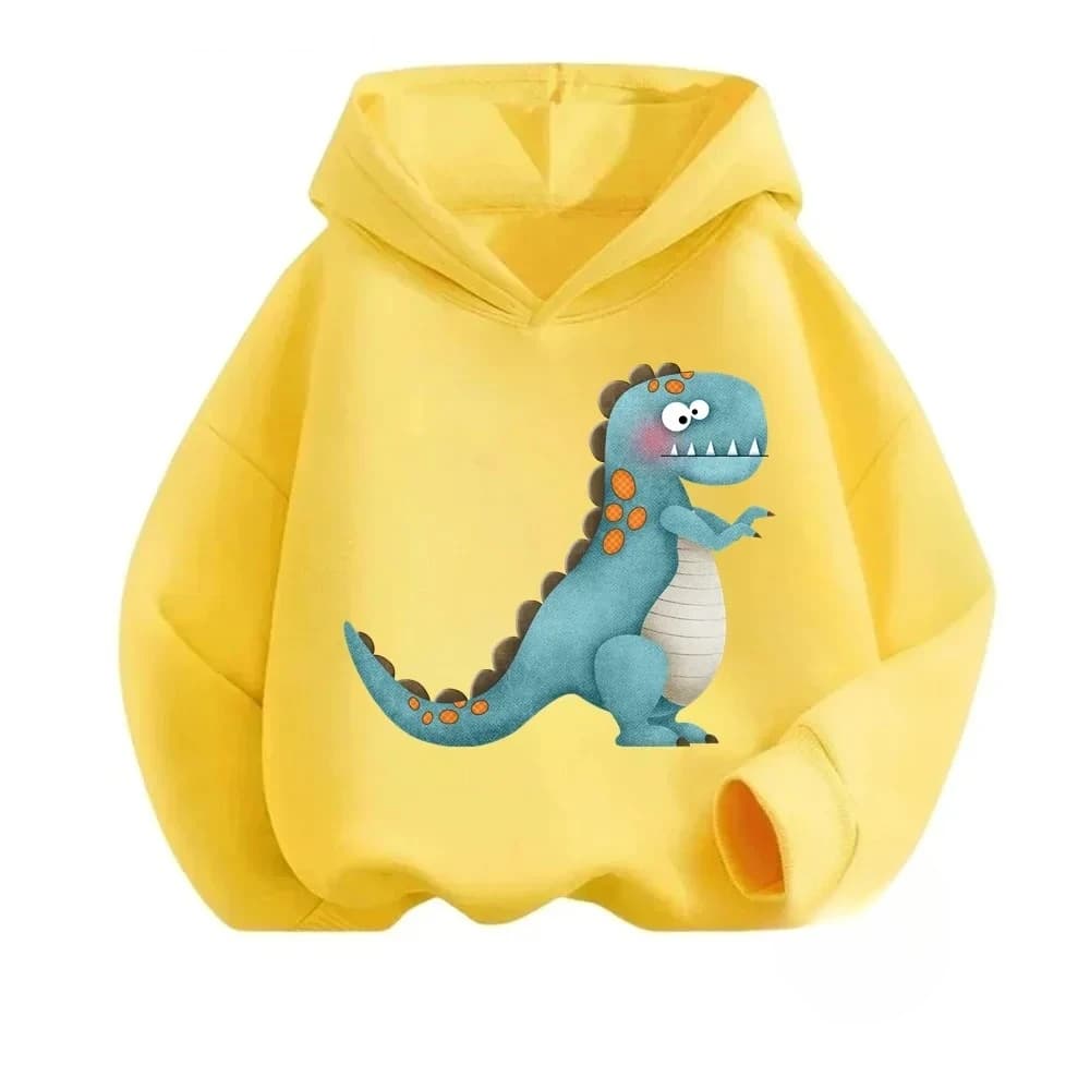 Nuove felpe con cappuccio per bambini autunnali e invernali con stampe di dinosauri dei cartoni animati, felpe con cappuccio per ragazzi e ragazze, pullover comodi e caldi