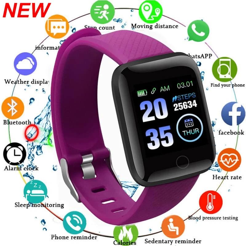 116plus Smart Watch Uomo Donna Fitness Tracker Bracciale Sport Sonno Frequenza cardiaca Monitor della pressione arteriosa smartwatch per Ios Android