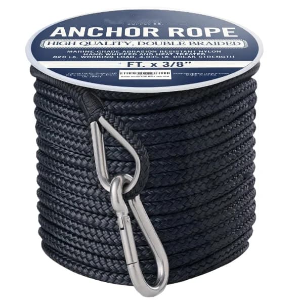 100FT Duty Nylon Anchor Rope 5 8 Inch With Stainless Steel Hardware For Marine Boat Yacht Mooring Line