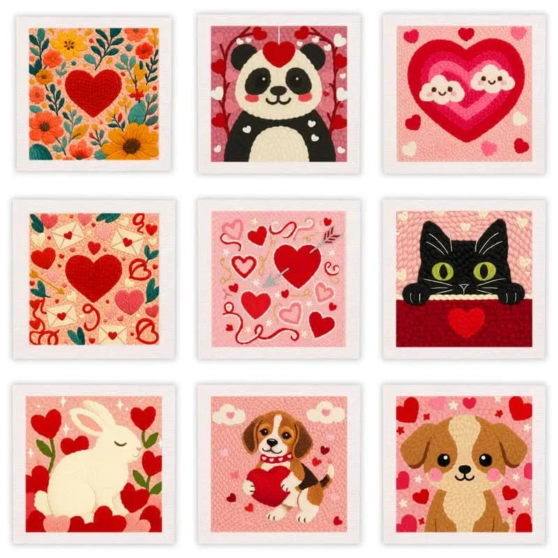 GATYZTORY punch needle embroidery package Love Cute Animals Cross stitch diy set adult crafts Yarn Valentine Day Gift Home Decor