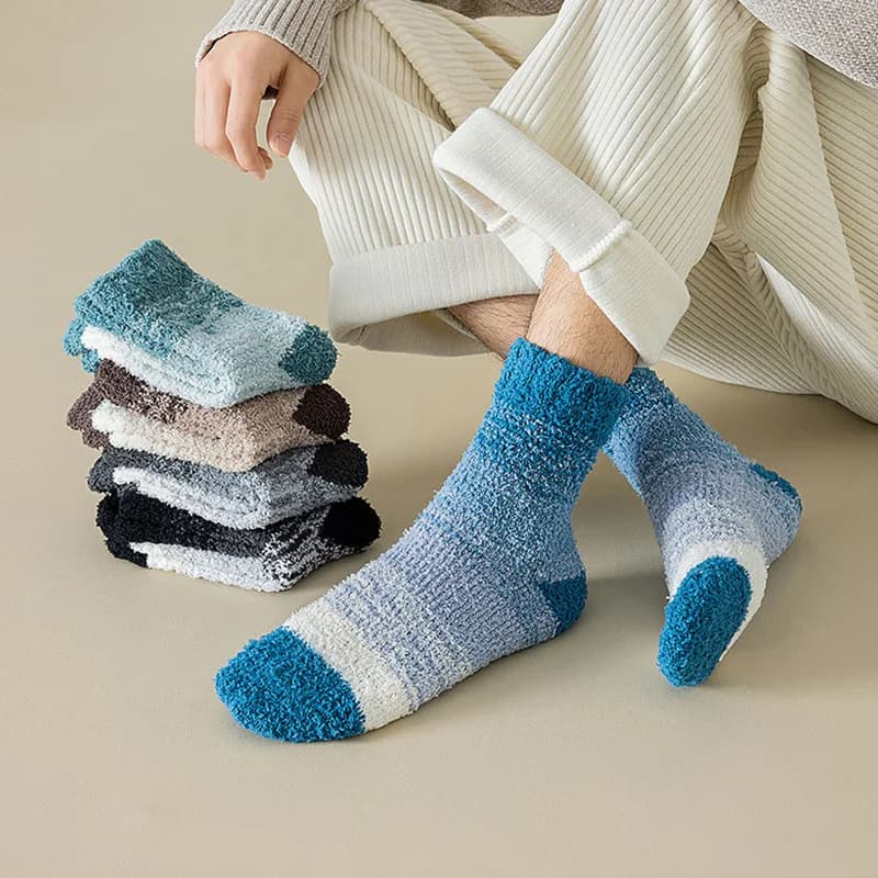Men's Coral Fleece Socks Soft and Soft Winter Socks And Soft Socks Warm Color Shading Socks For Home Sleep Soxs Central Tube Christmas Gifts