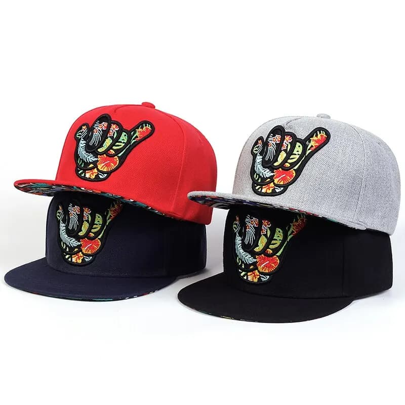 Hip-hop hats with embroidery with unisex colored fingers Casual baseball caps adjustable for outdoors Sun protection hat