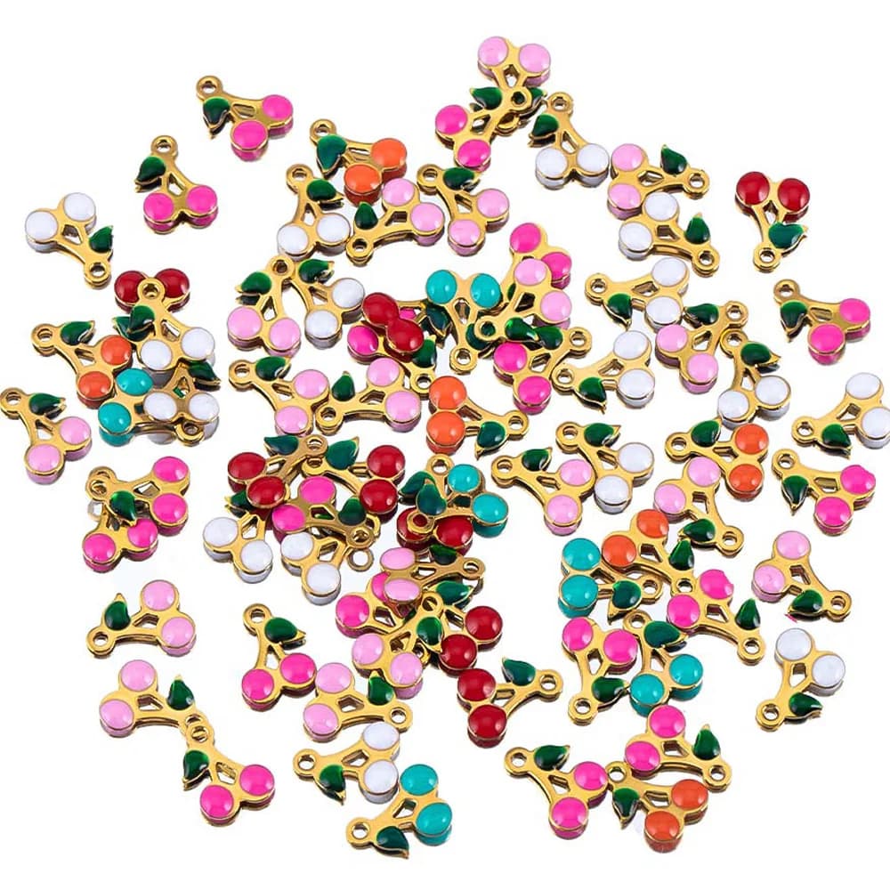 5 pcs 20 pcs 50 pcs 10x7mm Stainless Steel Polish Cherry Pendents and Pendants Necklace Pine Pendants FAI Jewels From You Who Make Material Results