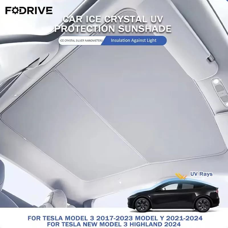 Parasole per tetto apribile per Tesla Model 3 Highland 2024, compatibile con Tesla Model S Y 2017-2023, in tessuto Ice Cloth con fibbie, per lucernario anteriore e posteriore