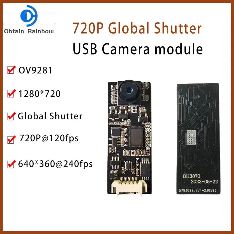 240FPS Global Shutter Camera Module 720P 1MP, OV9281 Webcam USB monocromatica, High Frame Rate Action Capture Windows Raspberry Pi