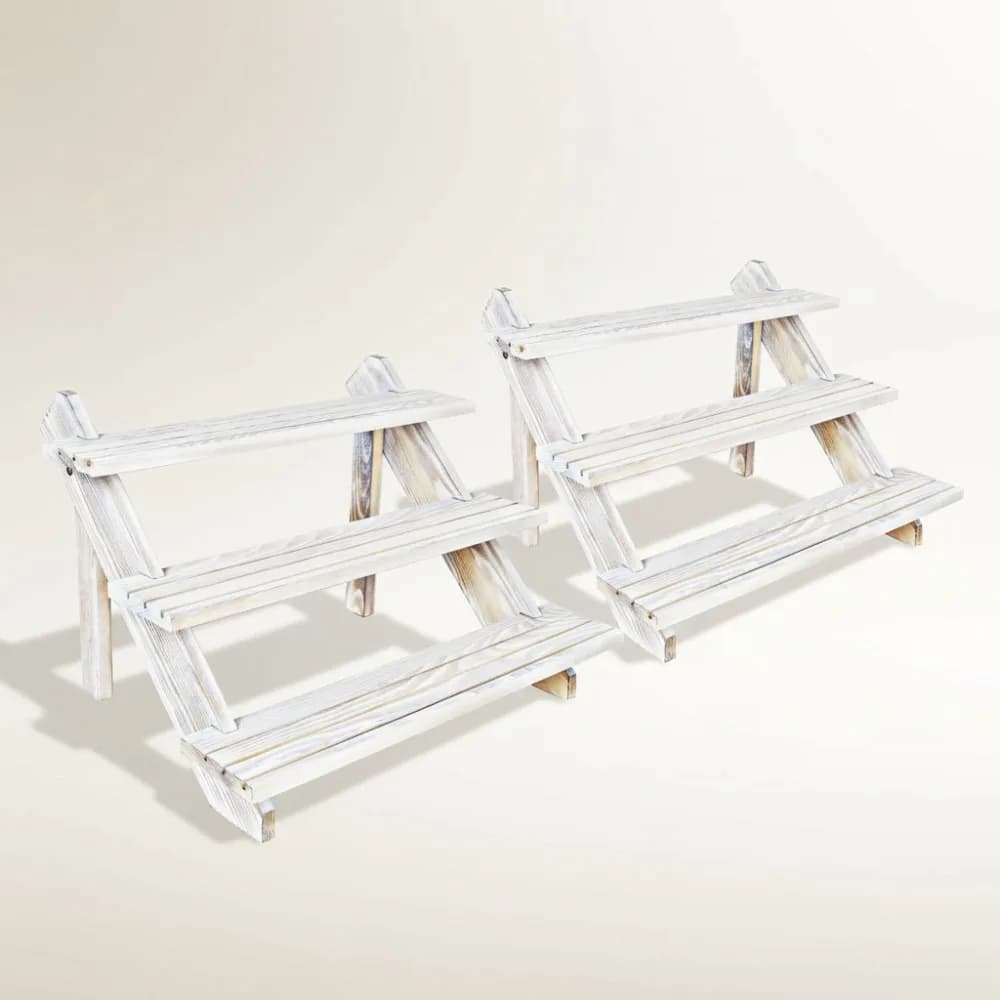 Rialzo espositore in legno bianco da 2 pezzi, supporto per organizer per gioielli con orecchini a 3 livelli per spettacoli da tavolo e decorazioni per la casa