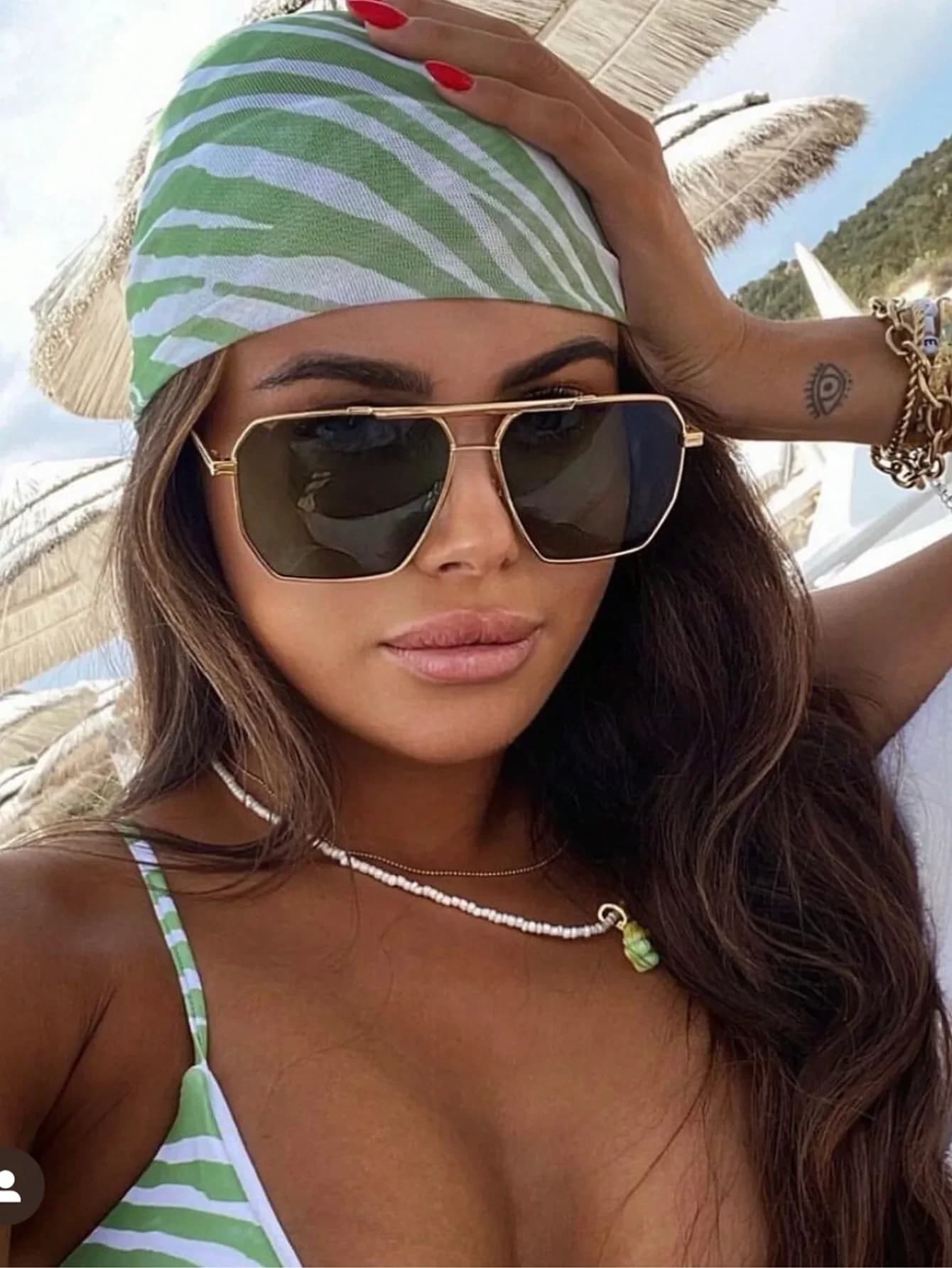 2 Pezzi Occhiali Aviator Y2K Futuristici Quadrati a Doppia Asta, Versatili, Accessorio Moda per il Ritorno a Scuola e per la Spiaggia, con Catena per Occhiali