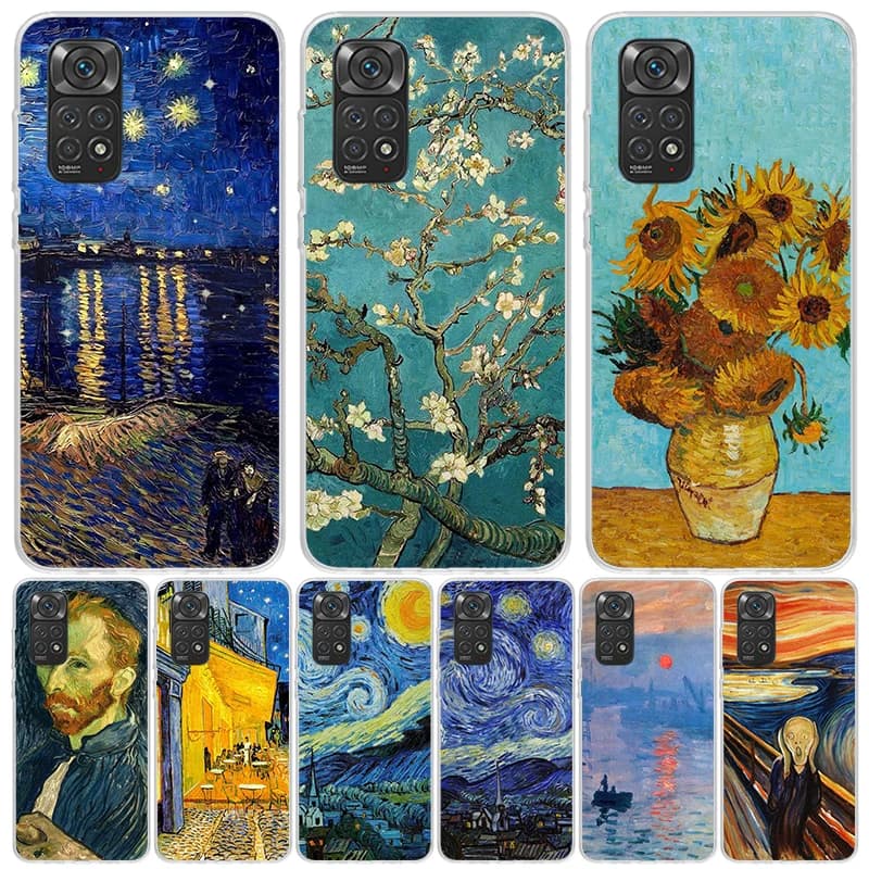 Van Gogh Pittura A Olio Caso Della Copertura Del Telefono per Xiaomi Redmi Nota 14 13 12S 12 11S 11 11T 11E 10S 10 Pro Plus 5G Tendenza Fundas Non