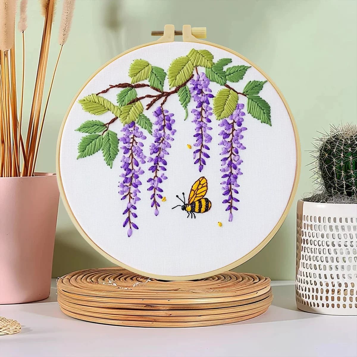 1 pz 20X20 CM/15X15 CM 7.87/6.3 pollici Api e fiori Borsa Ricamo Starter Kit FAI DA TE Mestiere Pittura Complementi Arredo Casa cucito arte