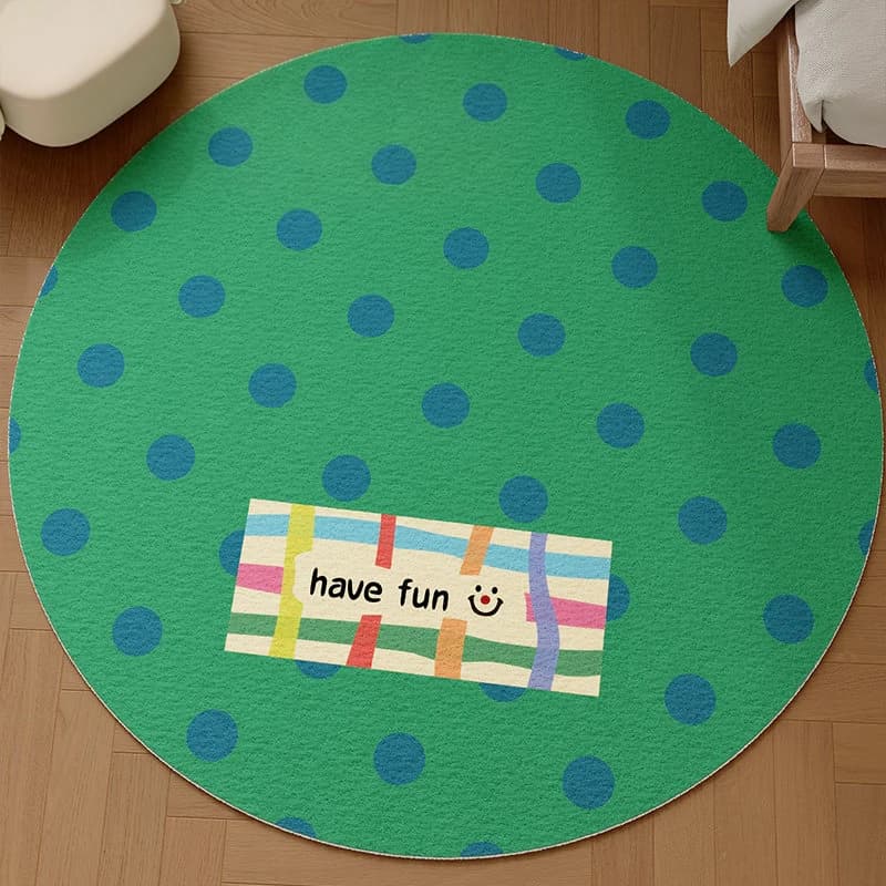 Retro Polka Dot Bedside Rug Dralon Velvet Area Carpet Soft Warm Bedroom Floor Mat Washable Anti-Slip Living Room Runner Blanket