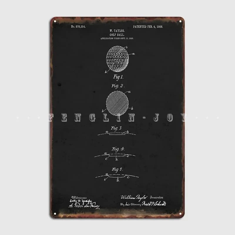 Golf Ball 1908 Poster Metal Plaque Club Party Wall Retro Wall Plaque Tin Sign Posters