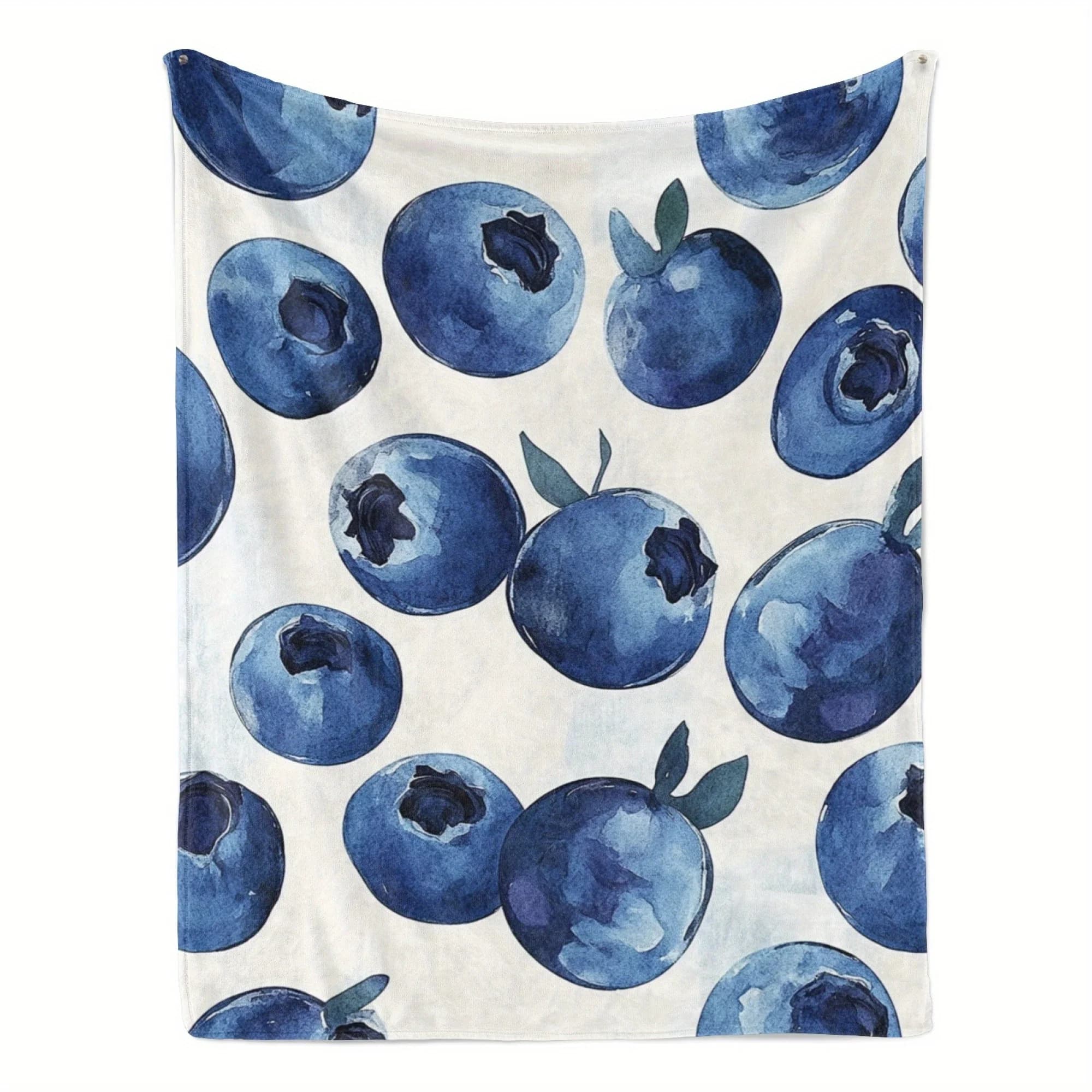 1 Flannel Blanket - Blueberry and Leaves Pattern, Soft and Warm, Suitable for All Seasons, Suitable for Home Sofa Bed, Car