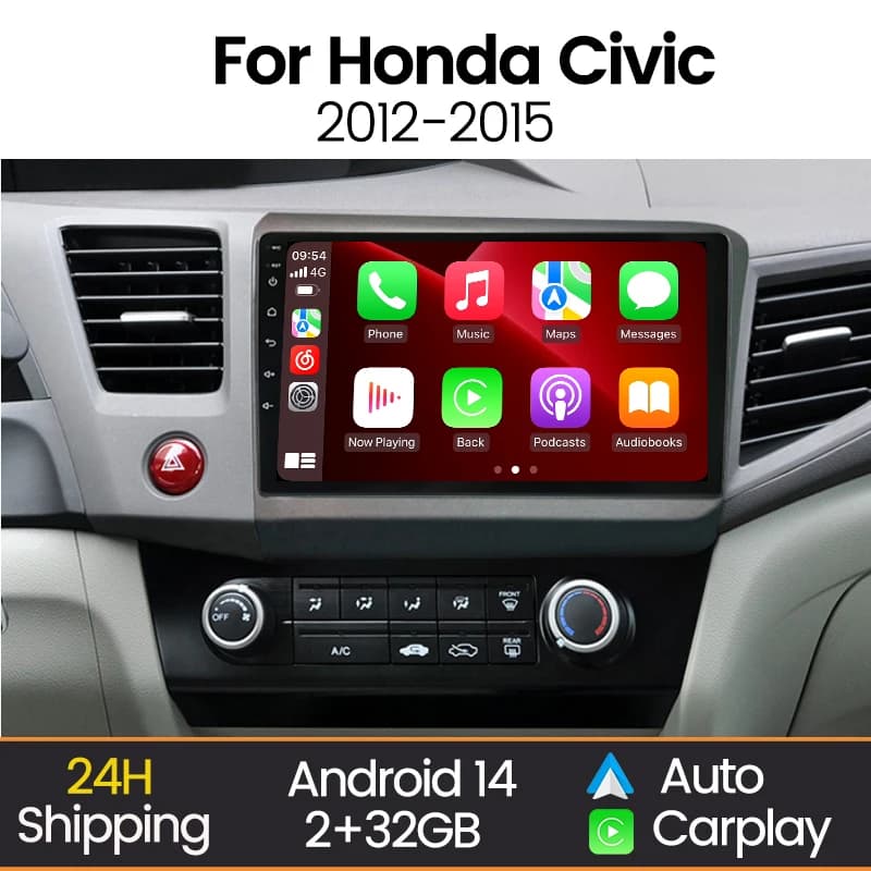 MEKEDE Autoradio Android con Carplay Wireless per Honda Civic 2012-2015, Lettore Multimediale per Auto, Sistema Auto Intelligente