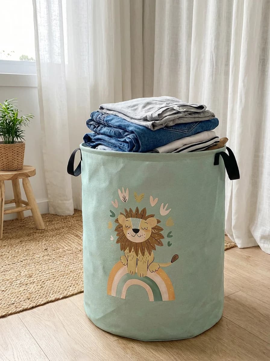 Cesto per Bucato a Forma di Leoncino, Pieghevole, Grande Capacità, in Tela, Contenitore per Giocattoli e Vestiti dei Bambini, per Casa e Bagno