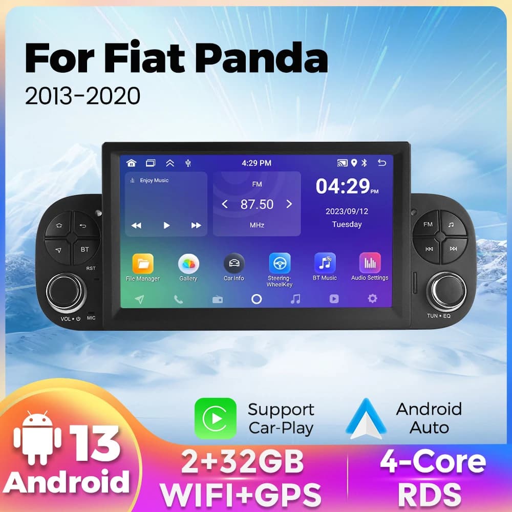 Per FIAT Panda 2013 2014 2015 2016 2017 2018 2019 2020 Carplay Android Auto Lettore multimediale per auto Navigazione GPS Radio FM Stereo carplay per auto lancia ypsilon autoradio bluetooth