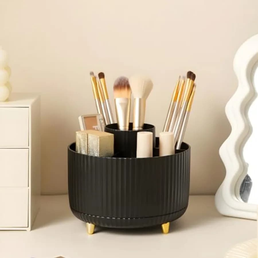 Makeup older Organizer, 360° ting Makeup Organizer, 5 ot Make up es Cup Cosmetics, Nail Polis, Art Supply, Batroom Vanity De