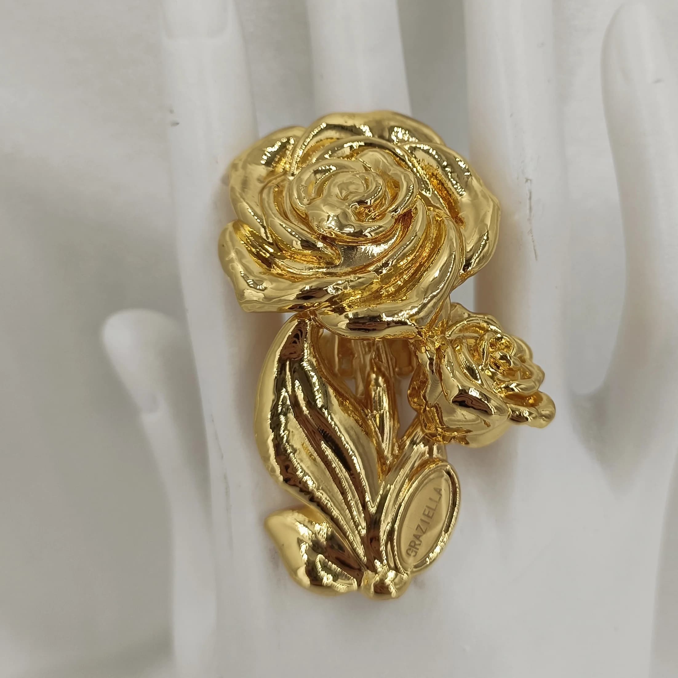 Anello da festa di gioielli con fiore rosa enorme di lusso Anello con anelli alla moda per il regalo quotidiano leggero di Natale Spedizione gratuita