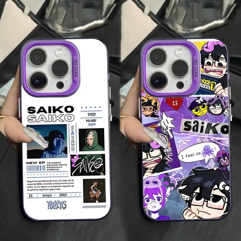 Custodia per telefono Rapper Saiko Polaris per iPhone 16,15,14,13,12,11, XS, Mini, Pro, SE, MAX Cover in silicone viola opaco