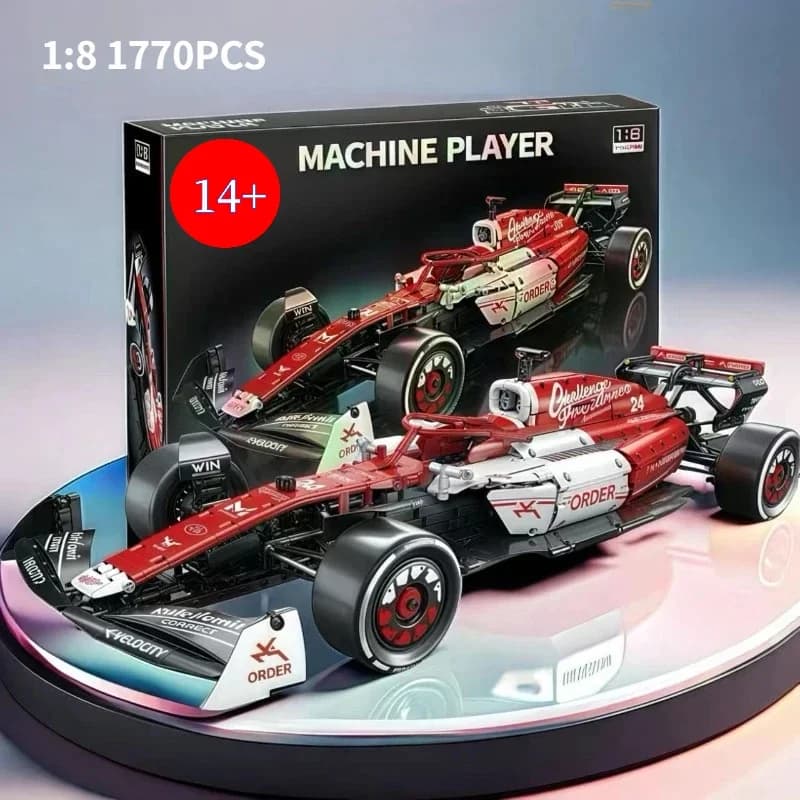 Blocchi da Costruzione Auto da Corsa 1:8, 1770 Pezzi, Modello da Collezione Fai-da-Te, Giocattolo per Bambini e Adulti, Regalo Festivo