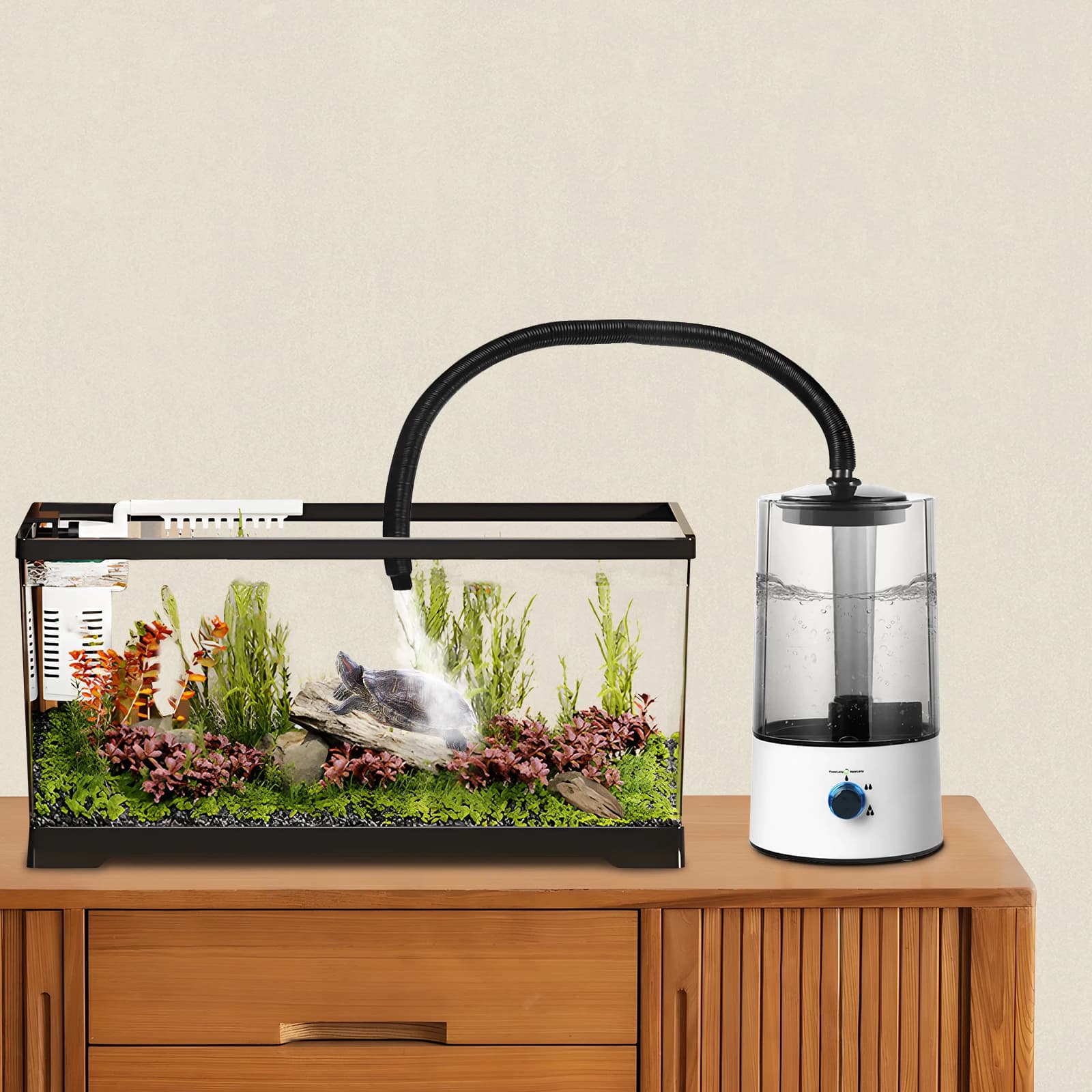 Pet Humidifier Large Tank 4L Adjustable Mist Maker Quiet Reptile Amphibian Fogger 3 Spray Levels 35dB Low Noise White Tabletop AS PP Durable for Gecko Snake Turtle Frog Hermit Crab