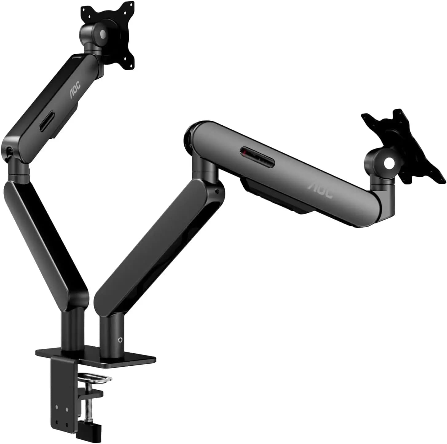 Dual Monitor Stand - Full Adjustable Desk Mount with Swivel Vesa Bracket, C Clamp & Grommet Base for 17-34 Inch Screens