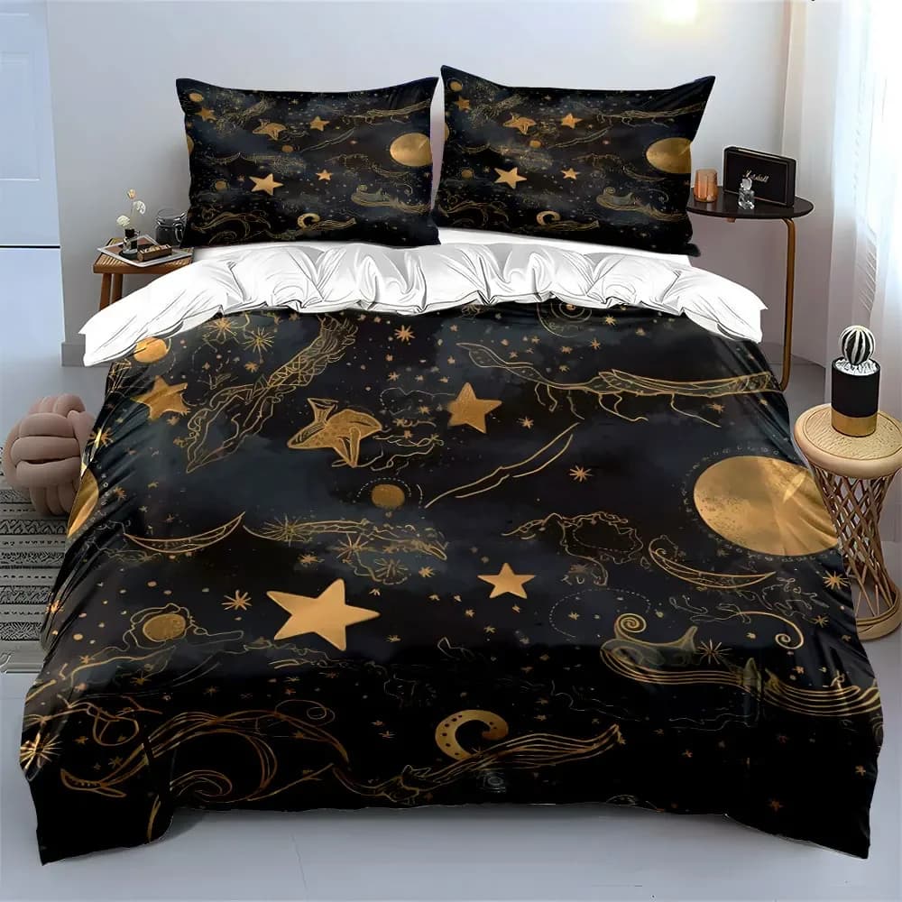 Set di decorazioni artistiche Starry Sky, set di biancheria da letto con copripiumino morbido e confortevole, include 1 copripiumino e 2 federe, regalo