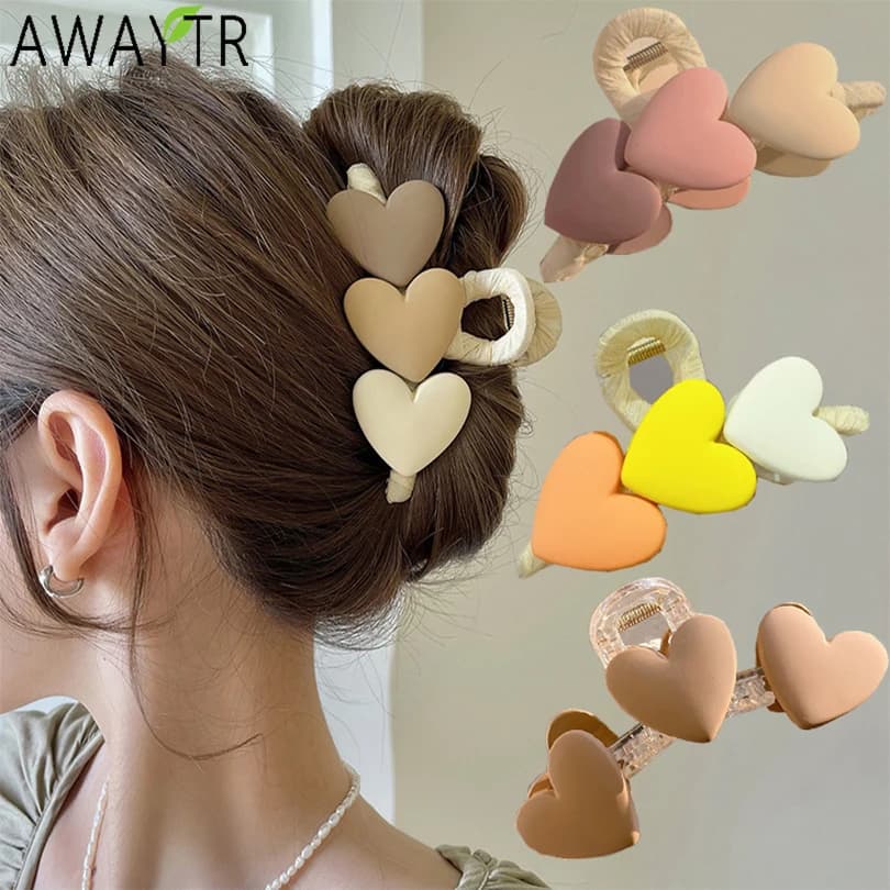 AWAYTR Nuova Corea a Forma di Cuore Acrilico Artigli per Capelli Granchio Grande Perla Artiglio Pinze per Donna Ragazze Bagno Barrette Lady Fashion Copricapo
