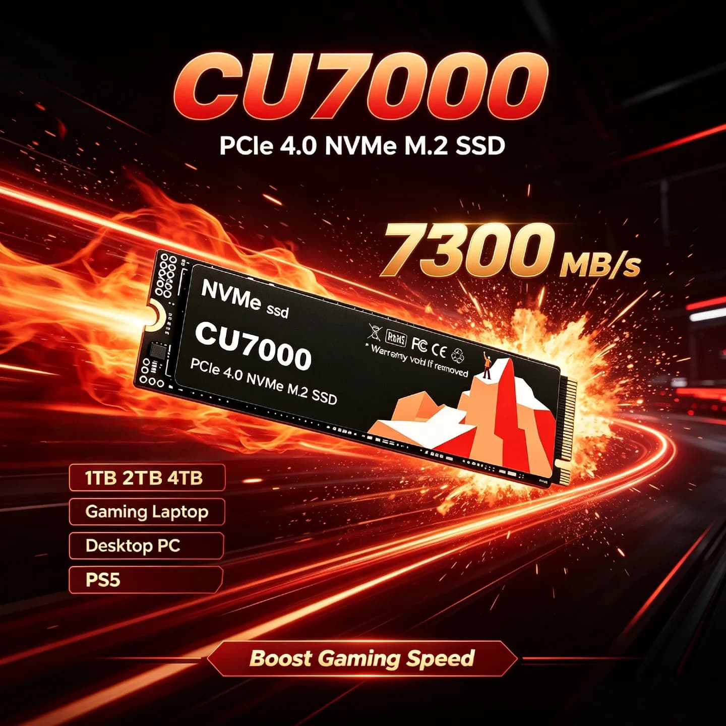 7300MB/s CU7000 PCIe 4.0 NVMe M.2 SSD Internal Hard Drive – Dominate Every Game with Ultra-Fast for Laptop, Desktop & PS5