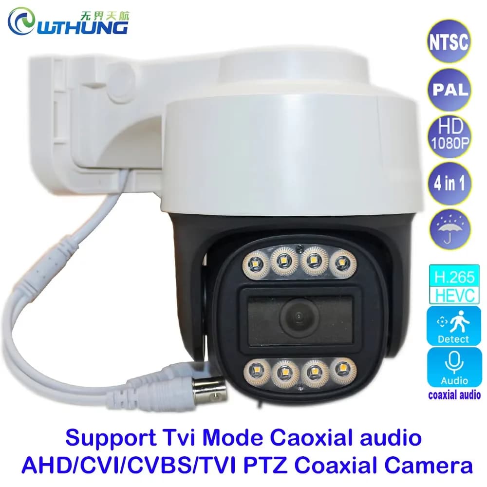 CCTV Outdoor Smart Home Security Protection telecamera coassiale PTZ 1080P 2.0MP Pan e Tilt Control per telecamere di sorveglianza domestica Il lavoro audio con il nostro HiEasy App DVR è pastella