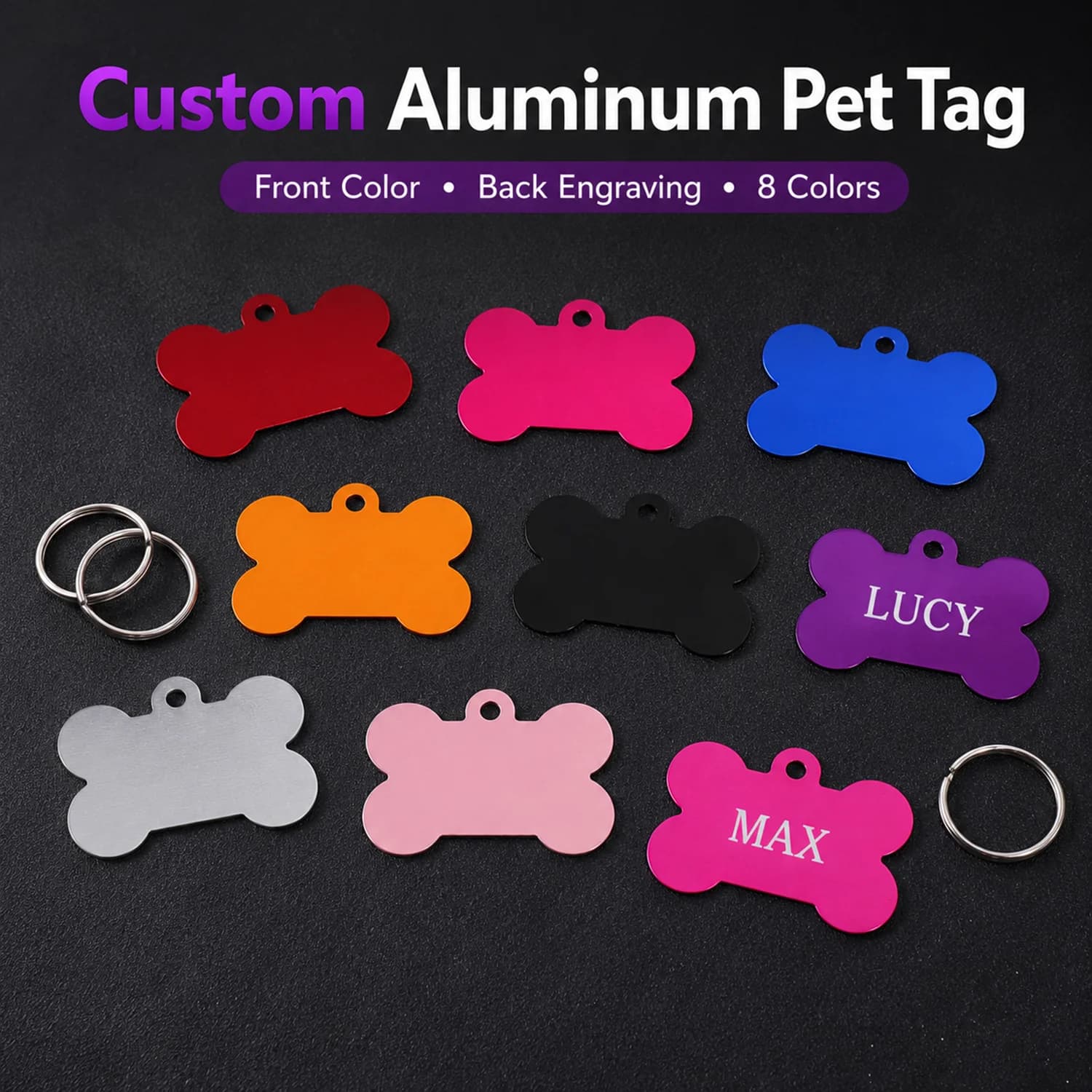 Bone-shaped Double-sided Custom Name Dog Tag, Personalized Pet Name Tag, Laser-engraved Number, Double-sided Custom Text Dog Tag