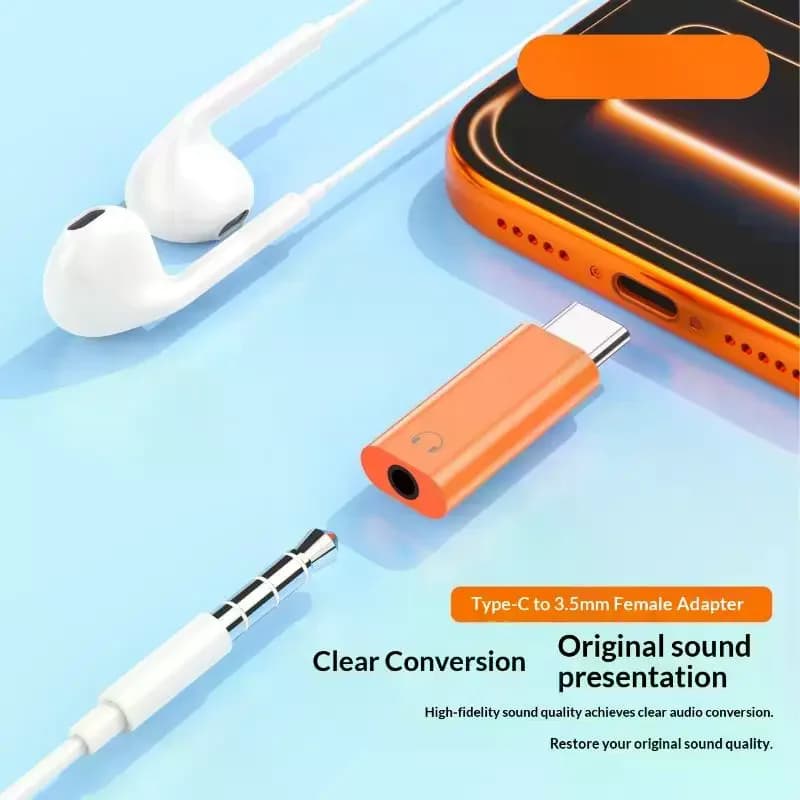 Audio adapter for mobile phone, jack type C to 3.5 mm, auxiliary cable converter, suitable for 15 16 17