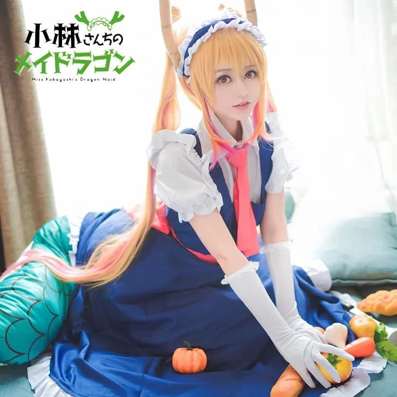 2026 Anime Miss Kobayashi's Dragon Maid Tohru Cosplay Costumes Women Lacauch Kobayashi Holiday Party Maid Uniforms Costume TK78U