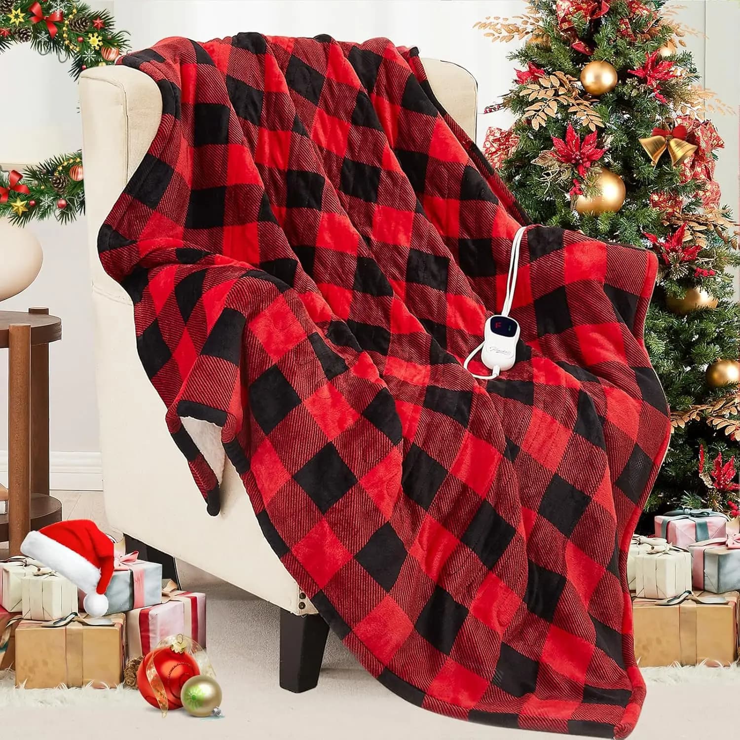 Coperta Elettrica Riscaldata 50x60 Pollici in Flanella Ultra Morbida con 10 Livelli di Calore e Spegnimento Automatico