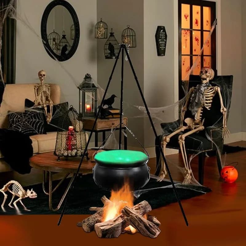 Halloween Decoration Big Witch Cattle for Outdoors on Tripod With Lights Candy Buckle Decoration for Halloween Feasts