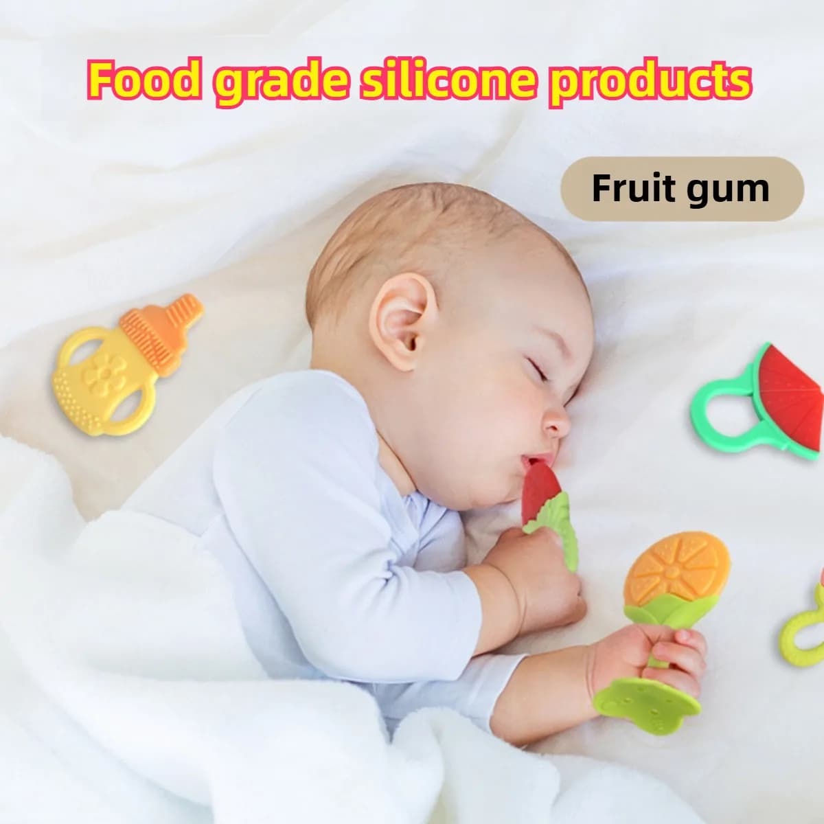 1 Teething Baby Toy Silicone Teether for Teeth Babies Accessories Newborn Fruit Sucking Chew Toys For Newborn Baby BPA-Fre Gift