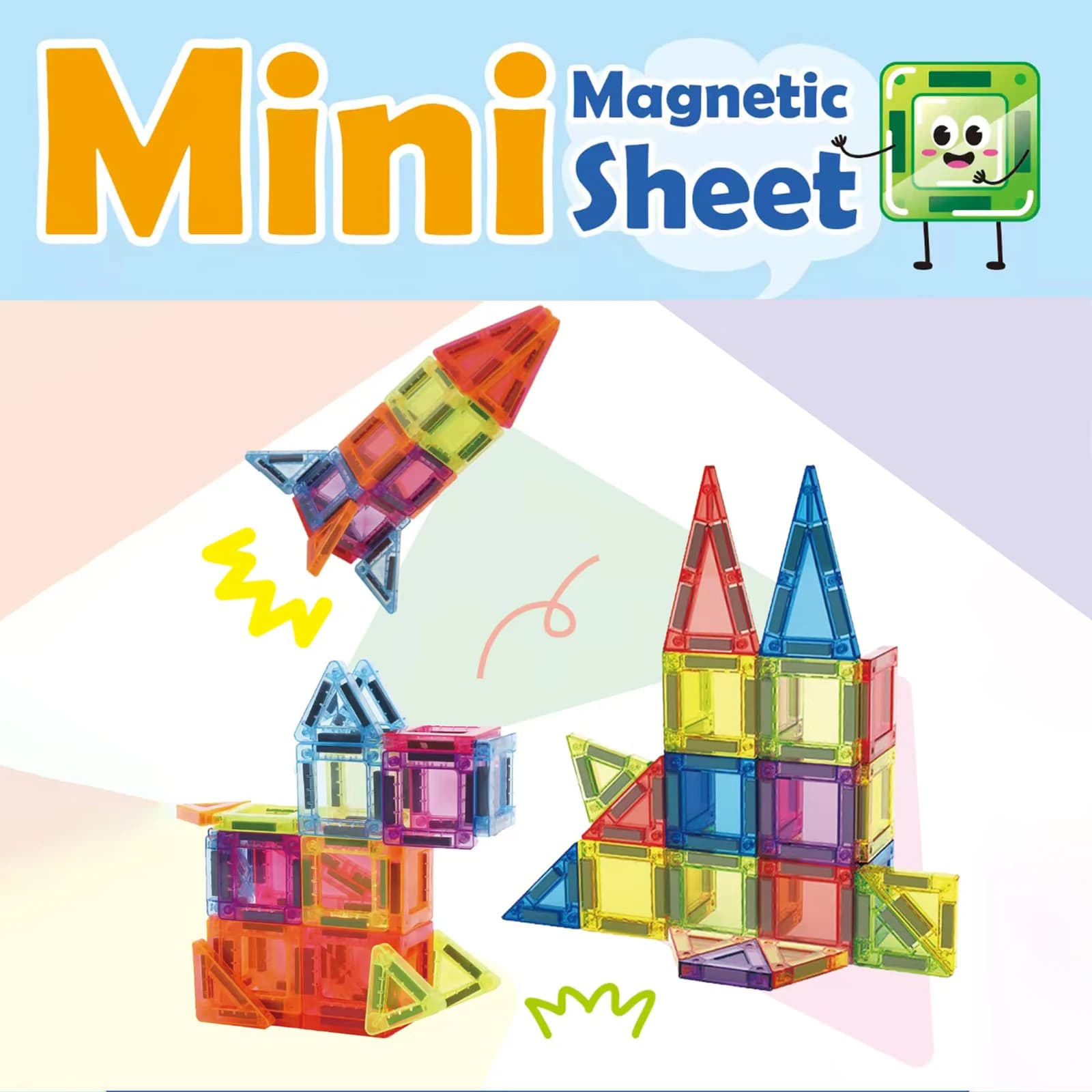 Mini piastrella magnetica Blocco finestra colorato Blocco magnetico Borsa da viaggio tascabile per assemblaggio portatile Giocattolo puzzle per bambini