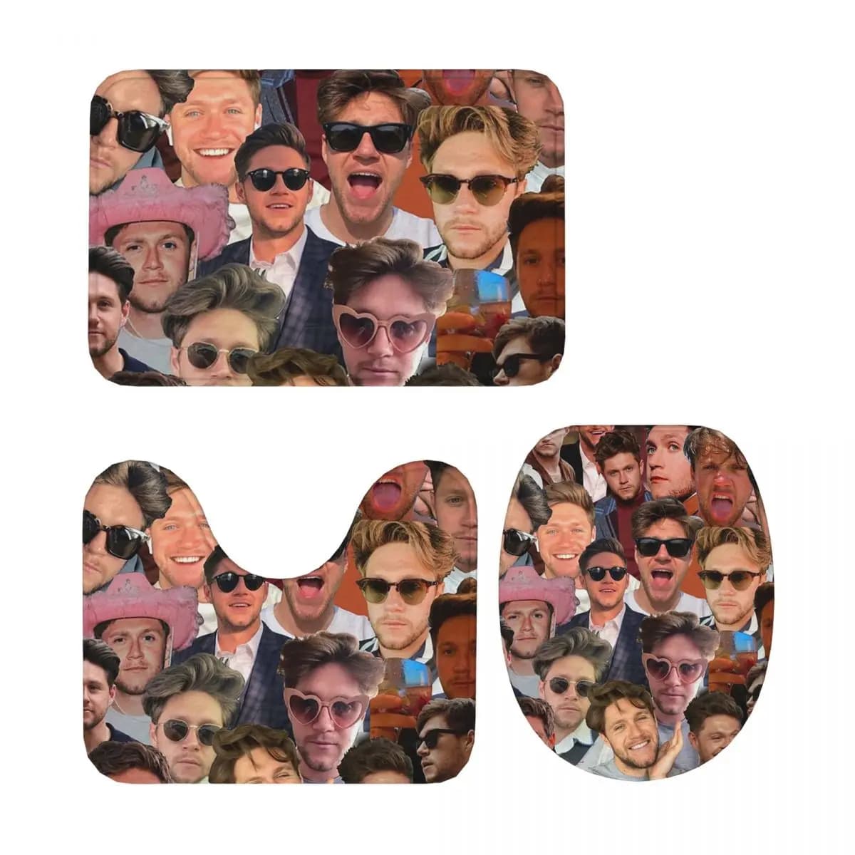 NiallHoran Collage di foto 3 pezzi Tappetino da bagno Set da bagno Copriwater Decorazioni per la casa Tappeto antiscivolo Tappeto da pavimento