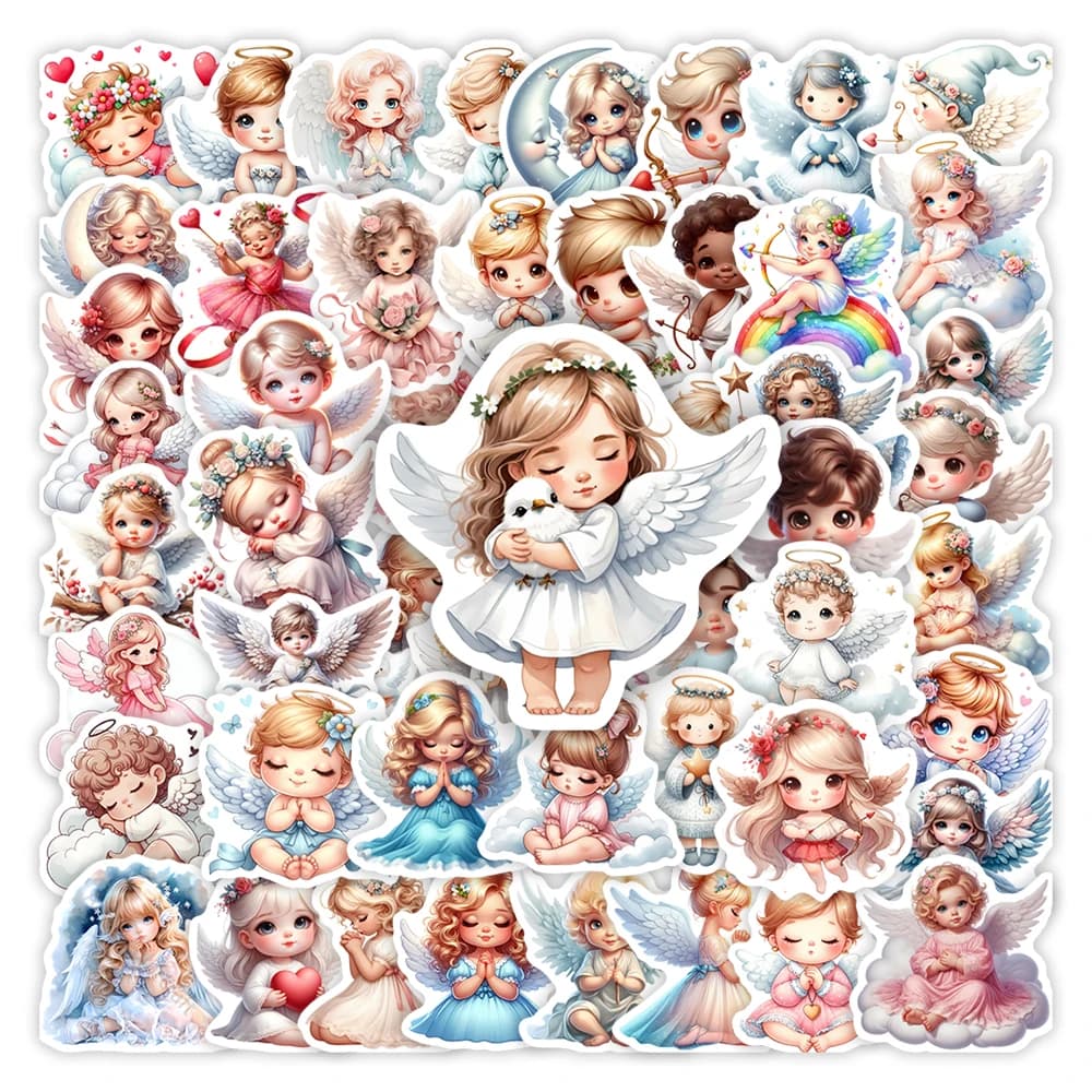 Simpatico cartone animato piccolo angelo adesivi ali per bambini regalo fai da te giocattolo decalcomania impermeabile per laptop scrapbook telefono bottiglia bagagli decorativi